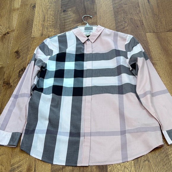 Burberry Woman’s Pink Plaid Button Down Size M - Picture 1 of 5